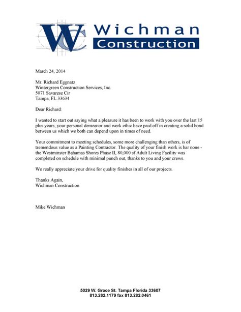 sample letter of intent for construction work